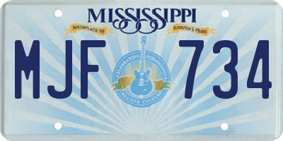 MS license plate MJF734