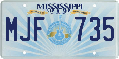 MS license plate MJF735
