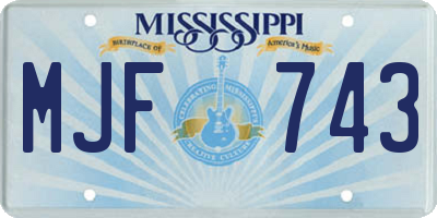 MS license plate MJF743