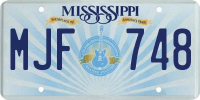 MS license plate MJF748