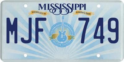 MS license plate MJF749