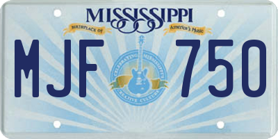 MS license plate MJF750