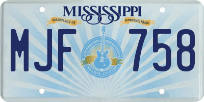 MS license plate MJF758