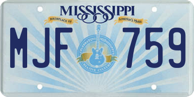 MS license plate MJF759