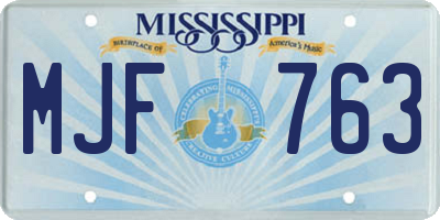 MS license plate MJF763