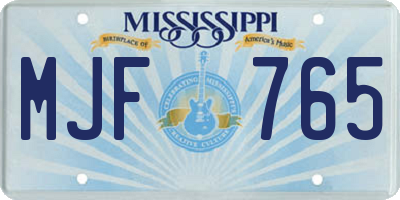 MS license plate MJF765