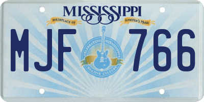 MS license plate MJF766