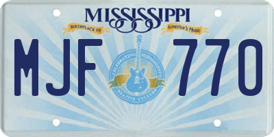 MS license plate MJF770