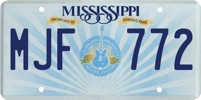 MS license plate MJF772