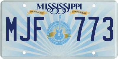MS license plate MJF773