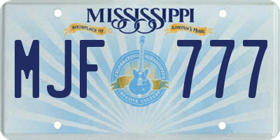 MS license plate MJF777