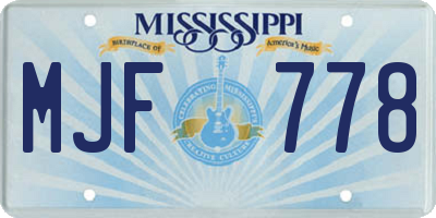 MS license plate MJF778
