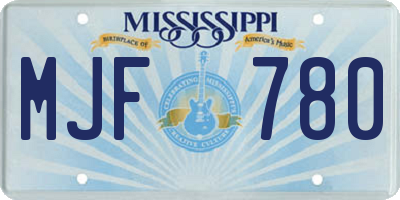 MS license plate MJF780