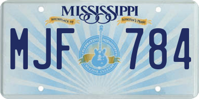 MS license plate MJF784