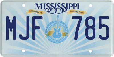 MS license plate MJF785