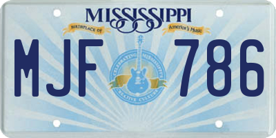MS license plate MJF786