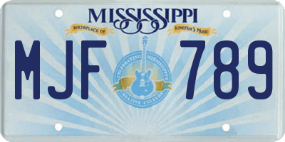 MS license plate MJF789