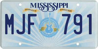MS license plate MJF791