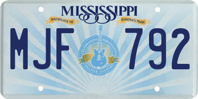 MS license plate MJF792