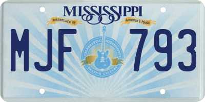 MS license plate MJF793