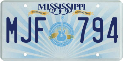 MS license plate MJF794