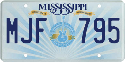 MS license plate MJF795