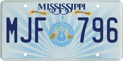 MS license plate MJF796