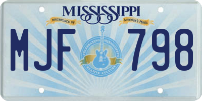 MS license plate MJF798