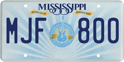 MS license plate MJF800