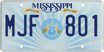 MS license plate MJF801