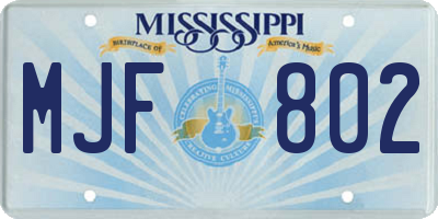 MS license plate MJF802