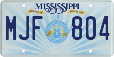 MS license plate MJF804