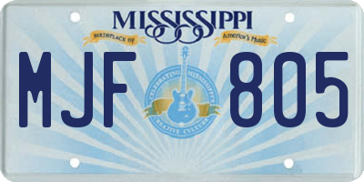 MS license plate MJF805