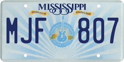 MS license plate MJF807