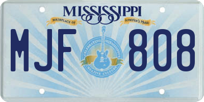 MS license plate MJF808
