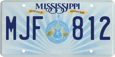 MS license plate MJF812