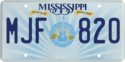 MS license plate MJF820