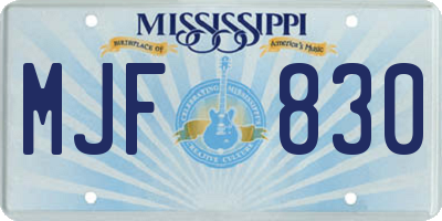 MS license plate MJF830