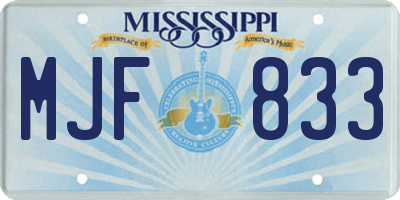 MS license plate MJF833