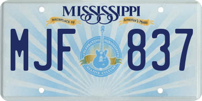 MS license plate MJF837