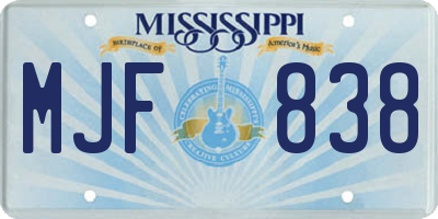 MS license plate MJF838