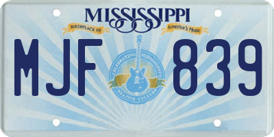 MS license plate MJF839
