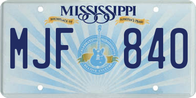 MS license plate MJF840