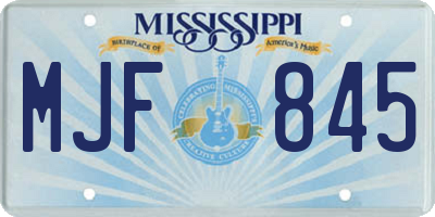 MS license plate MJF845