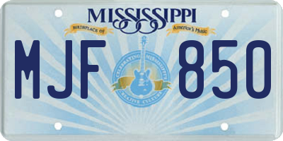 MS license plate MJF850