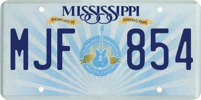 MS license plate MJF854