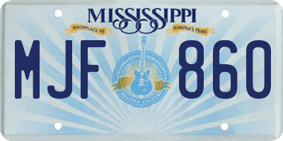 MS license plate MJF860