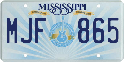 MS license plate MJF865