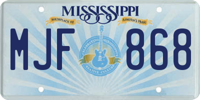 MS license plate MJF868