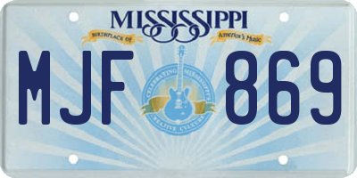 MS license plate MJF869